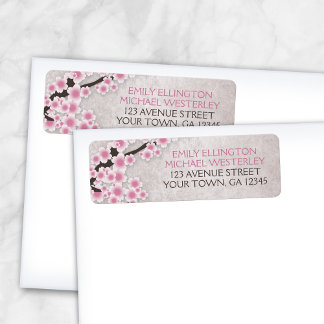Étiquette de adresse Rustique rose cerise fleurs