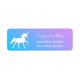 Étiquette de adresse Unicorne Bleu Et Violet
