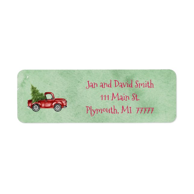 Étiquette de adresse vintage de camion rouge (Devant)
