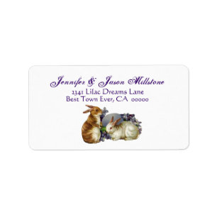 Étiquette de adresse vintage de lapins de Pâques