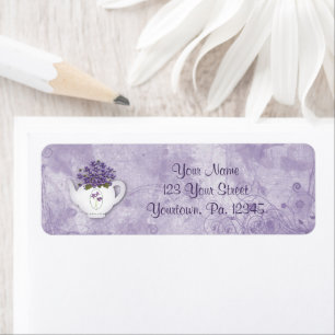 Étiquette de adresse violet de théière