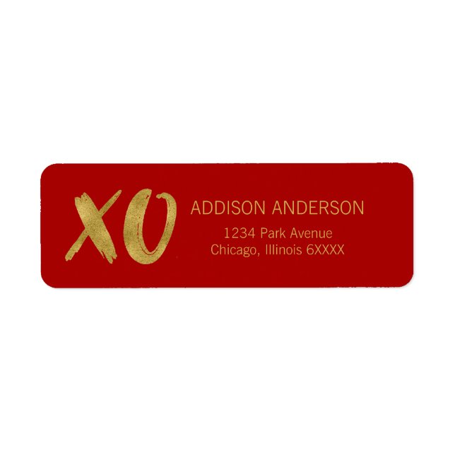 Étiquette de adresse XOXO Gold Foil brossé (Devant)