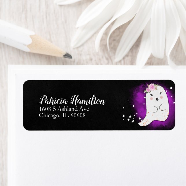 Étiquette de Baby Shower Lovely Ghost Halloween (En situation)