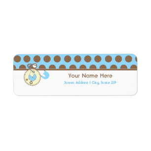 Étiquette de baby shower - rose bleu et pois de