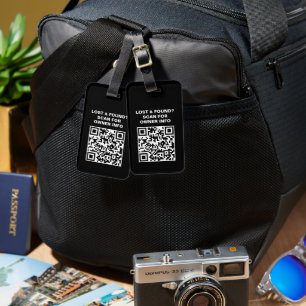 Étiquette de bagage à code QR noir et blanc