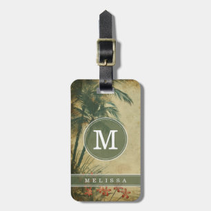 Étiquette de bagage à fond de plage vintage