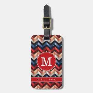 Étiquette de bagage à motif chevron patriotique