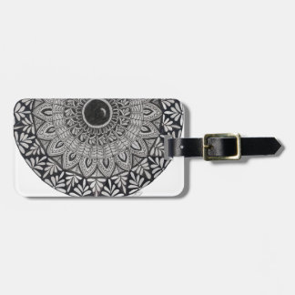 Étiquette de bagage à motif mandala monochrome