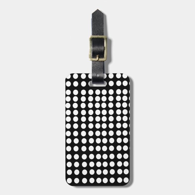 Étiquette de bagage à pois blancs avec sangle en c (Devant Vertical)