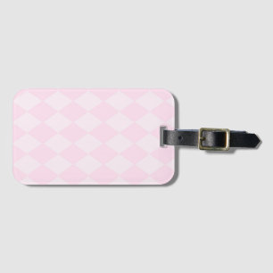 Étiquette de bagage classique rose à carreaux desi