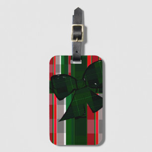 étiquette de bagage de Noël à carreaux rouges et v