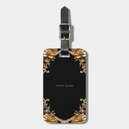Étiquette de bagage élégante à cadre doré
