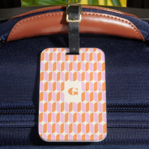 Étiquette de bagage monogrammée à carreaux de couc