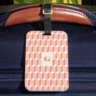 Étiquette de bagage monogrammée à carreaux de couc
