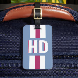 Étiquette de bagage rétro Monogramme ombré à rayur