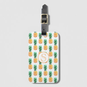Étiquette de bagage tropicale à l'ananas
