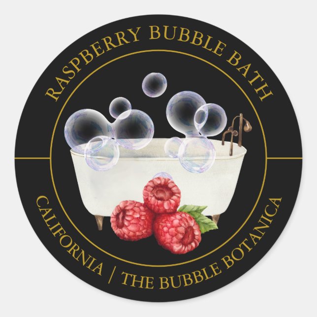 Étiquette de bain de bulle framboise (Devant)