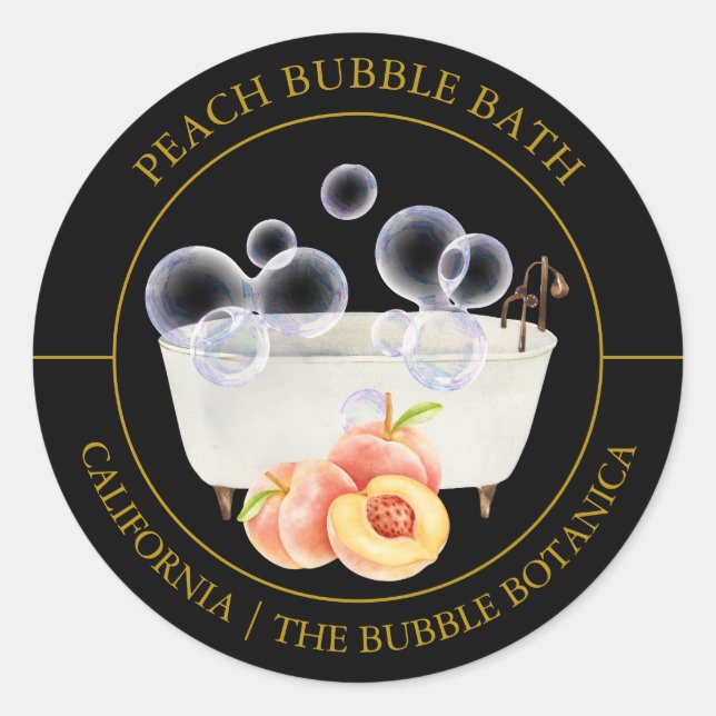 Étiquette de bain de bulles de pêche (Devant)