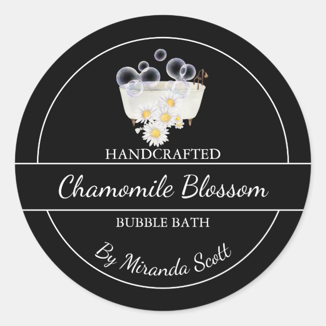 Étiquette de bain simple fait maison Chamomile (Devant)