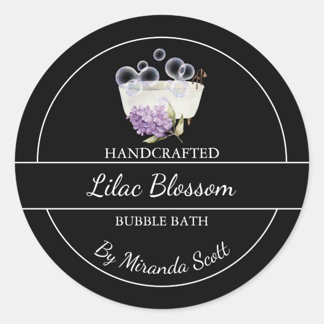 Étiquette de bain simple Lilac fait maison (Devant)