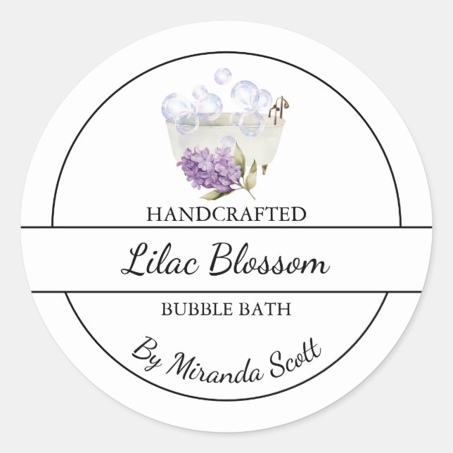 Étiquette de bain simple Lilac fait maison (Devant)