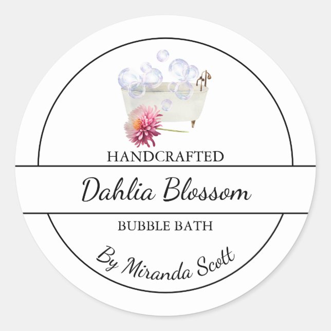 Étiquette de bain simple maison Dahlia (Devant)