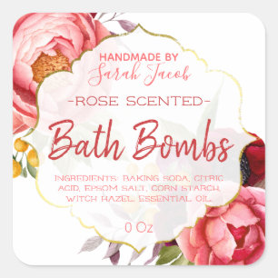 Étiquette de bains à bulles florales personnalis