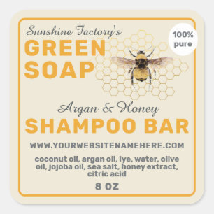 Étiquette de barre de shampoing jaune en nid d'abe