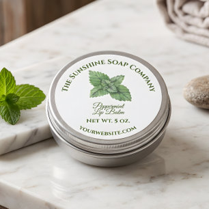 Étiquette de baume à lèvres au poivre menthe rond