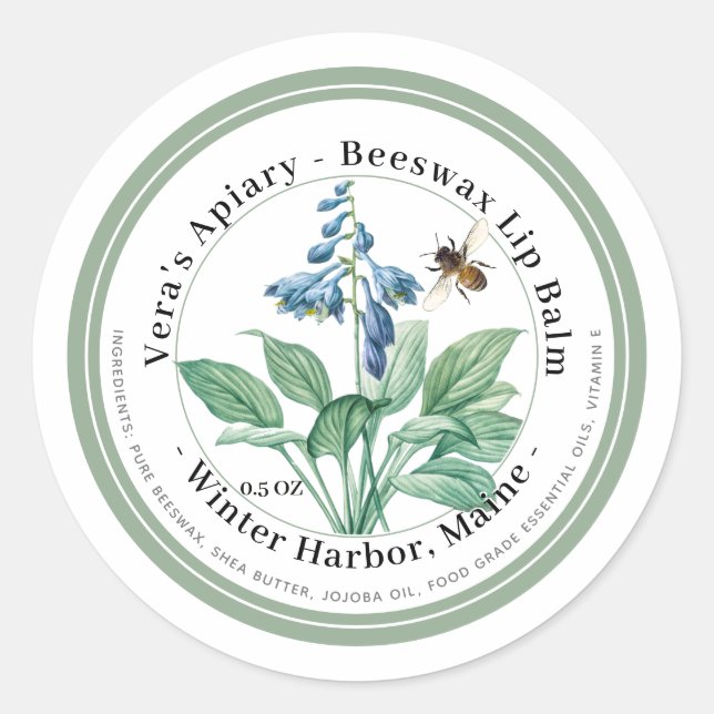 Étiquette de baume à lèvres en cire d'abeille avec (Devant)