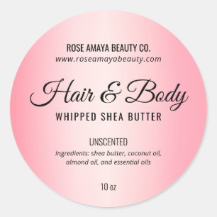 Étiquette de beurre corporel cosmétique rose poudr