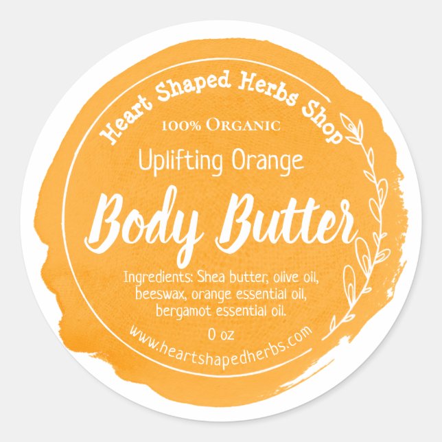 Étiquette de Beurre Orange Personnalisable Fabriqu (Devant)
