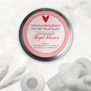 Étiquette de beurre rose et rouge pour la Saint-Va