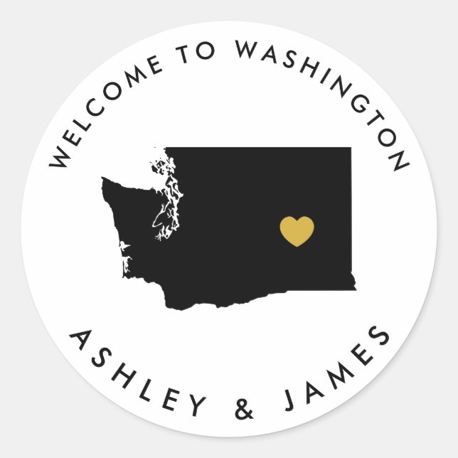 Étiquette de bienvenue du Mariage de Washington, (Devant)