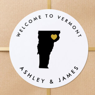Étiquette de bienvenue Mariage Vermont, noir, or