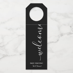 Étiquette de bienvenue noire pour location de vaca