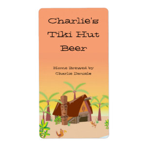 Étiquette de bière de hutte de Tiki