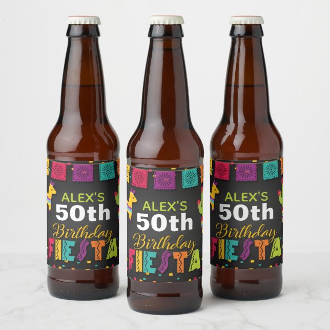 Étiquette de bière Fiesta - Personnaliser Nom/Anné (Bouteilles)