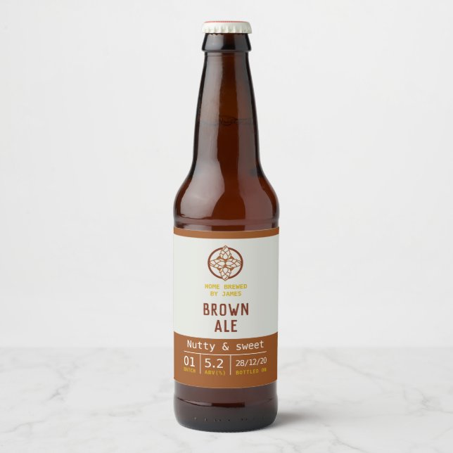 Étiquette de bière pour bouteille Brown Ale (Devant)