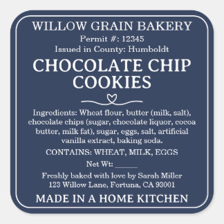 Étiquette de Biscuit au Chocolat Navy Blue Califor