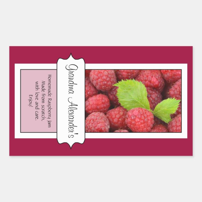 Étiquette de bocal à canne personnalisé, framboise (Devant)