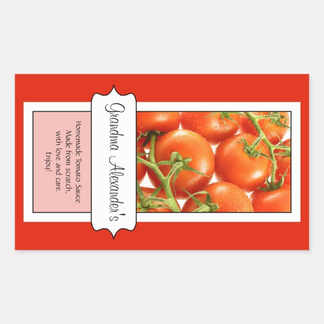 Étiquette de bocal à canne personnalisé, tomate pe (Devant)