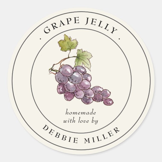 Étiquette de bocal à conserves de raisin vintage (Devant)