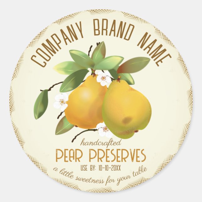 Étiquette de bocal à fruits poires (Devant)