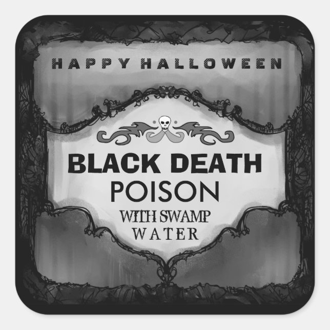 Étiquette de boisson Halloween - Gris & Noir Grand (Devant)