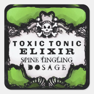 Étiquette de boisson Halloween Lime Green et Carré