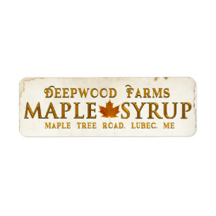 Étiquette de boîte de sirop d'érable en cuivre ave