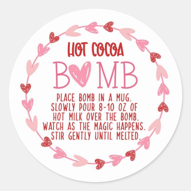 étiquette de bombe de chocolat chaud de la Saint-V (Devant)