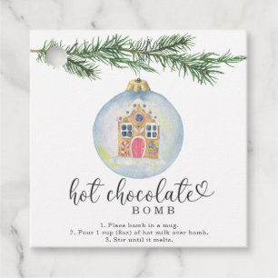 étiquette de bombe de chocolat chaud. Hiver à l'aq
