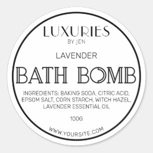 Étiquette De Bombe Noir Et Blanc Chic Bold Moderne